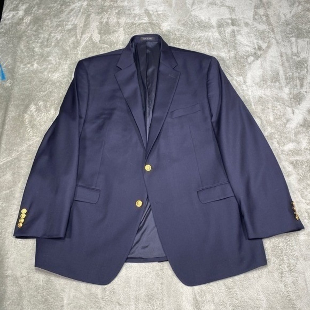 Lauren Ralph Lauren Blazer Mens 46R Navy Blue Wool Gold Button Sport Coat Jacket